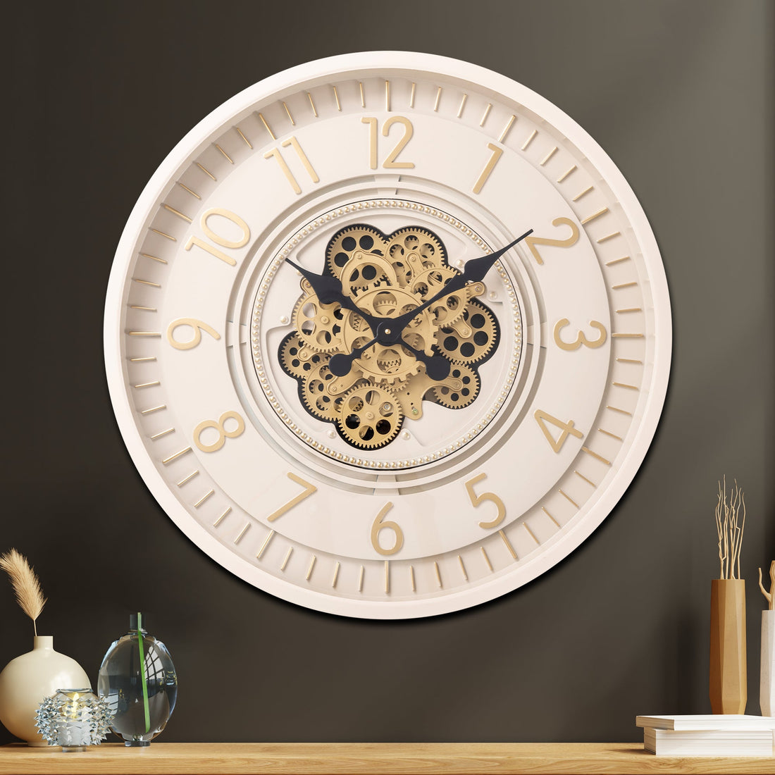 Lunar Echo Luxury Designer Wall Clock Online With Moving Gear Mechanism Buy Wall Clock Online (Steel Body)