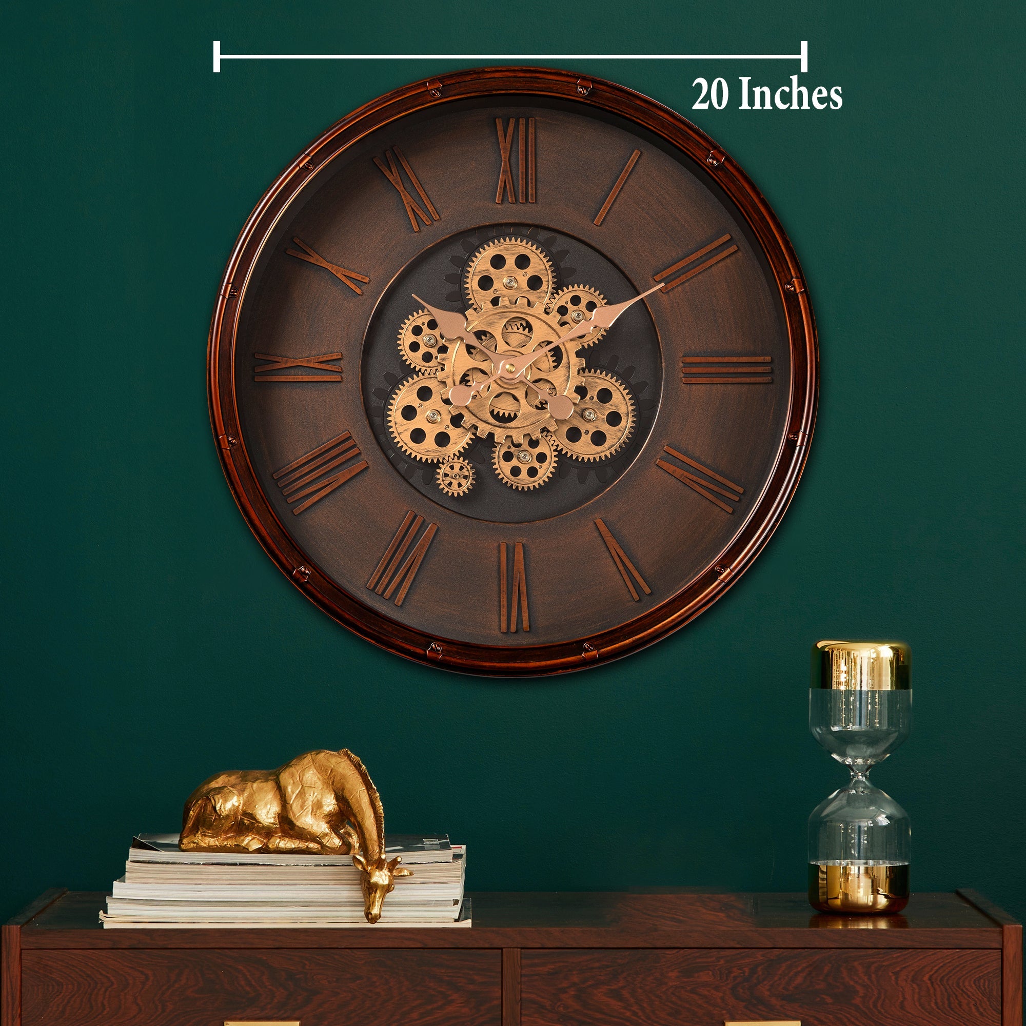 Second Sight Luxury Designer Wall Clocks for the Home With Moving Gear Mechanism Buy Wall Clock Online (Bronze)