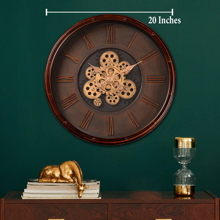 Second Sight Luxury Designer Wall Clocks for the Home With Moving Gear Mechanism Buy Wall Clock Online (Bronze)