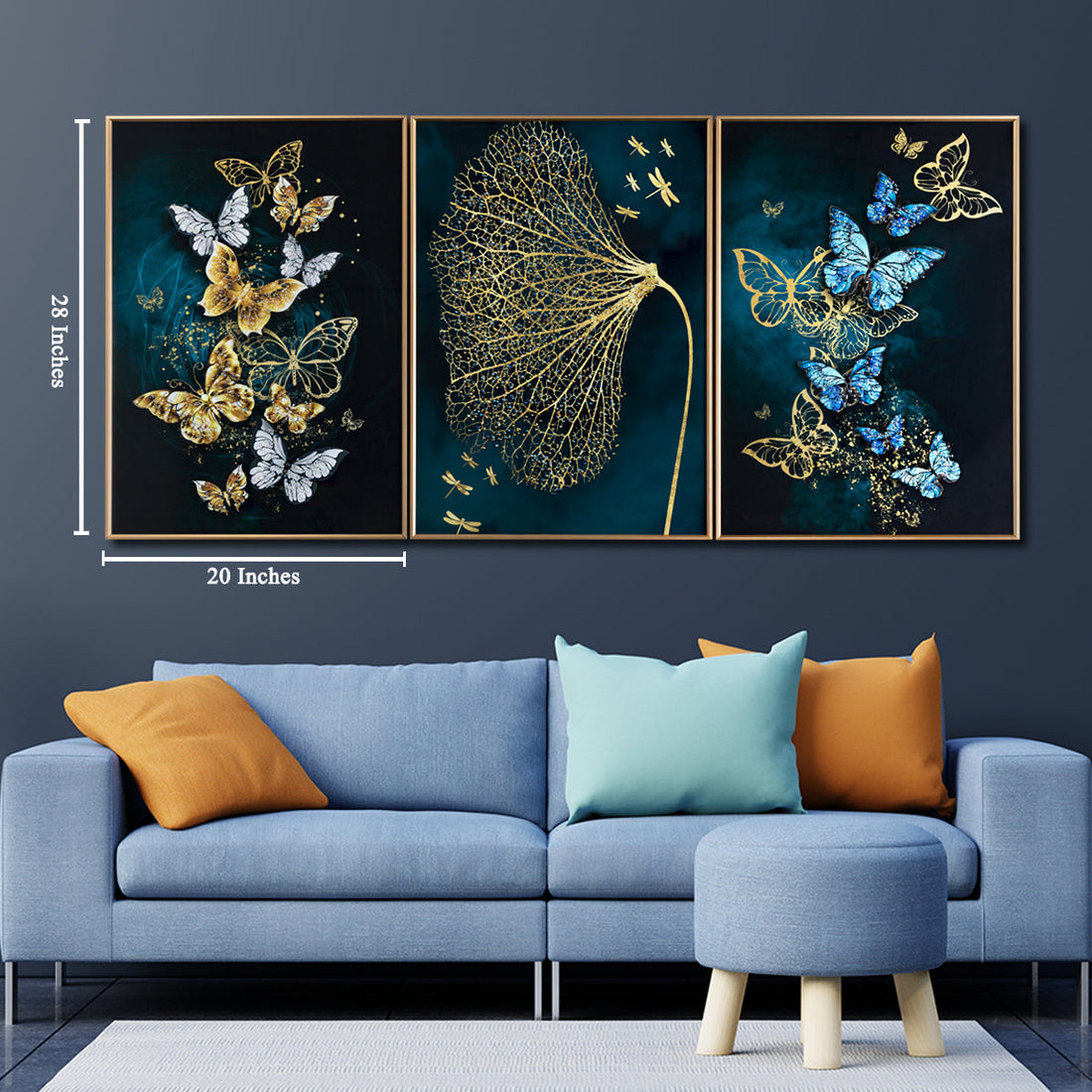 The Butterfly Habitat Framed Crystal Glass Decorative Wall Painting for Home Decor