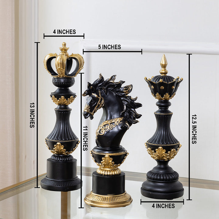 Royal Checkmate Charm Table Decorative Showpiece for Home - Black