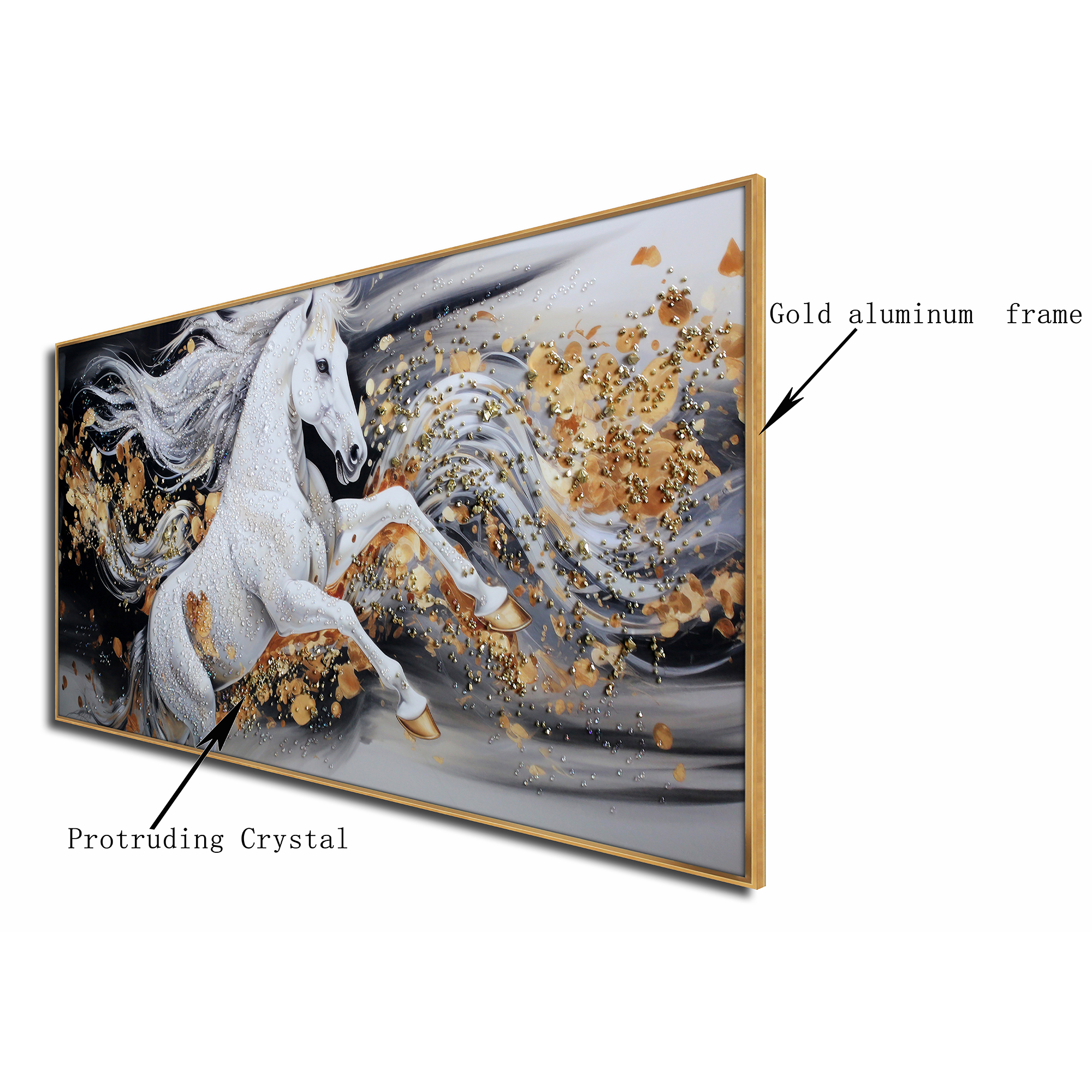 Dreamy Stallion Crystal Glass Painting for Wall Art