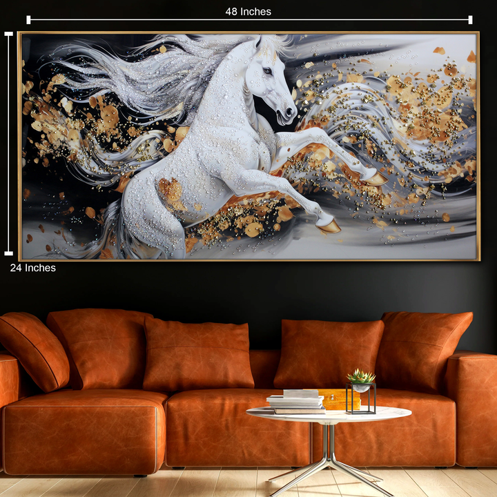 Dreamy Stallion Crystal Glass Painting for Wall Art