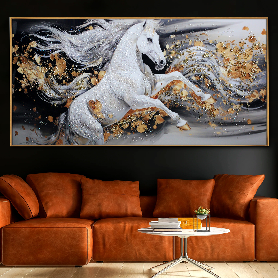 Dreamy Stallion Crystal Glass Painting for Wall Art