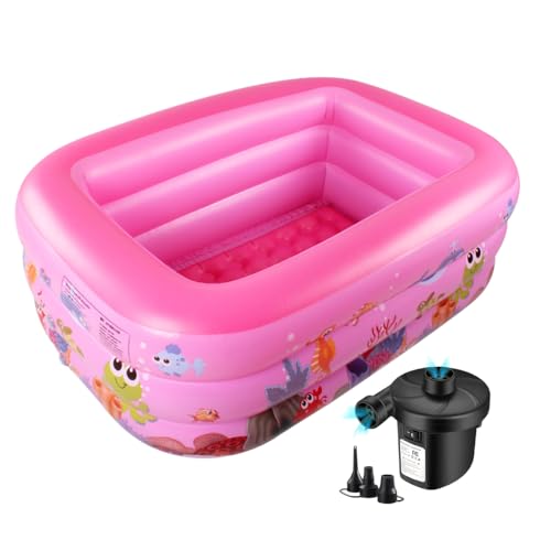 Inflatable Swimming Pool | Durable PVC 3 Layer Thick Pool for Kids & Adults, Backyard Fun | Easy Setup & Maintenance | (210 * 150 * 60 Cm / 82.67" X 59" X 23.6") - (Blue) (7-Feet) Air Pump included