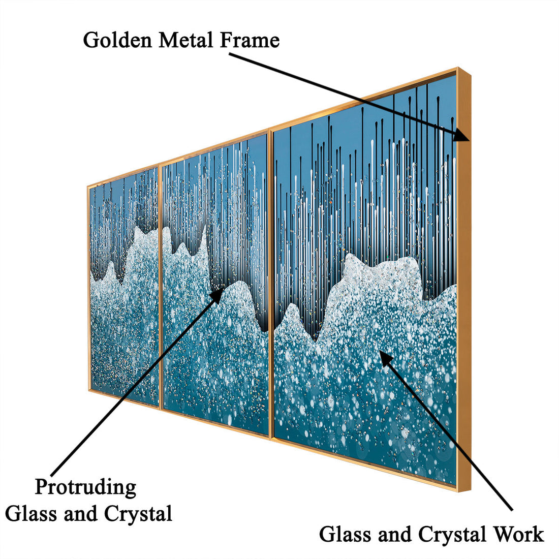Mandella Glow Crystal Glass Wall Paintings abstract - Set of 3