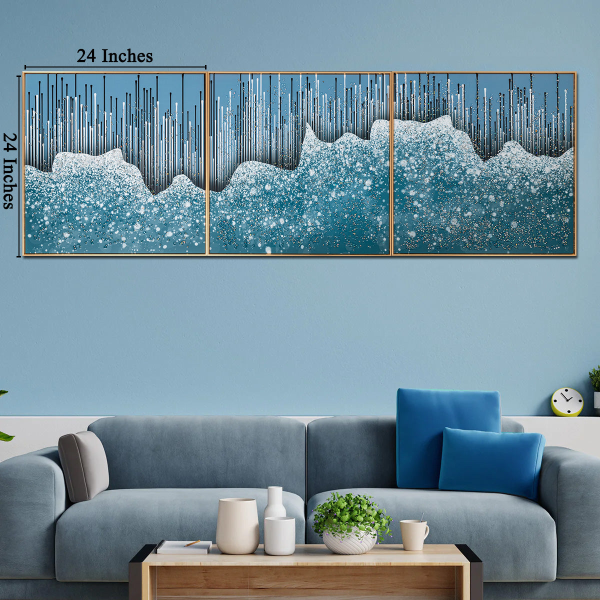 Mandella Glow Crystal Glass Wall Paintings abstract - Set of 3