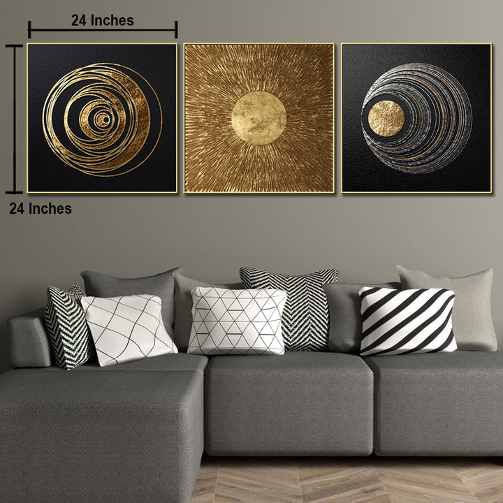 The Milky Way Galaxy 3 Panel Framed Canvas Wall Decor Paintings (MEDIUM)