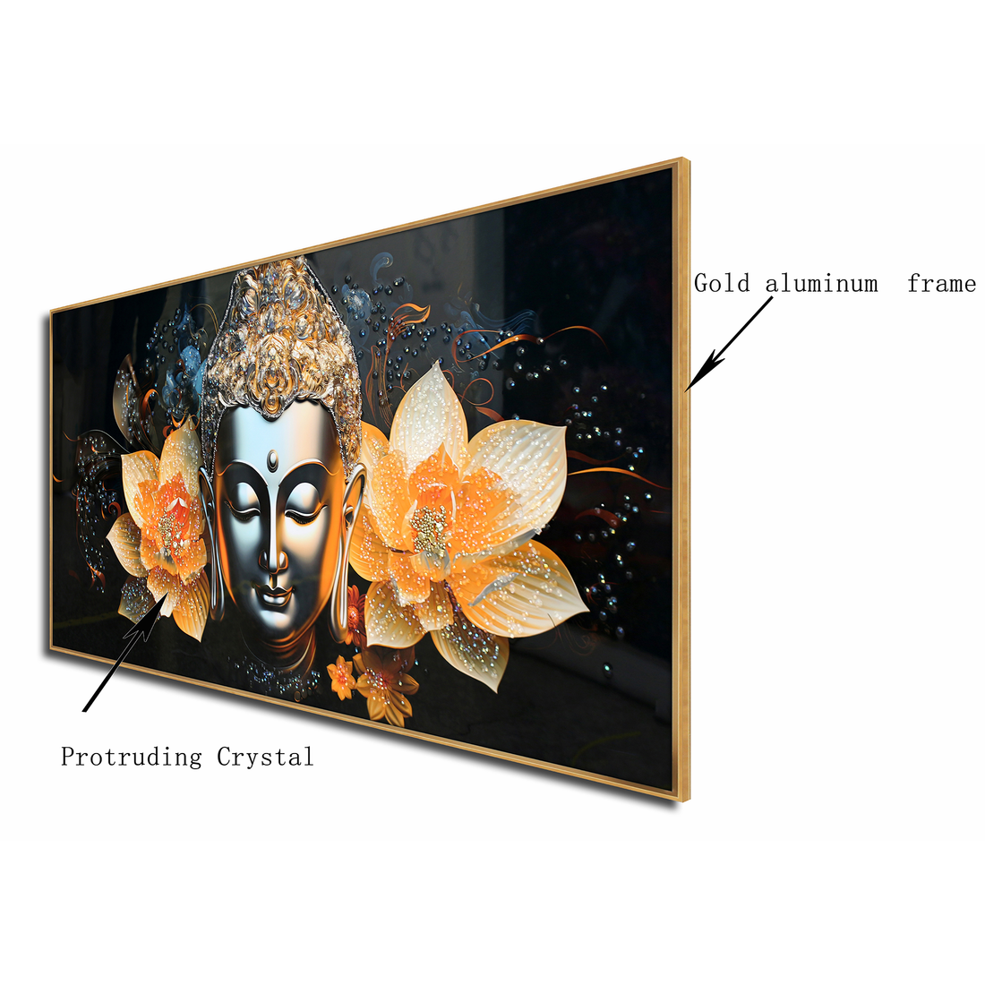 Buddha's Lotus Serenity Crystal Glass Art Wall Painting