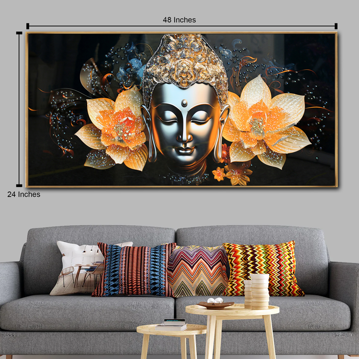 Buddha's Lotus Serenity Crystal Glass Art Wall Painting