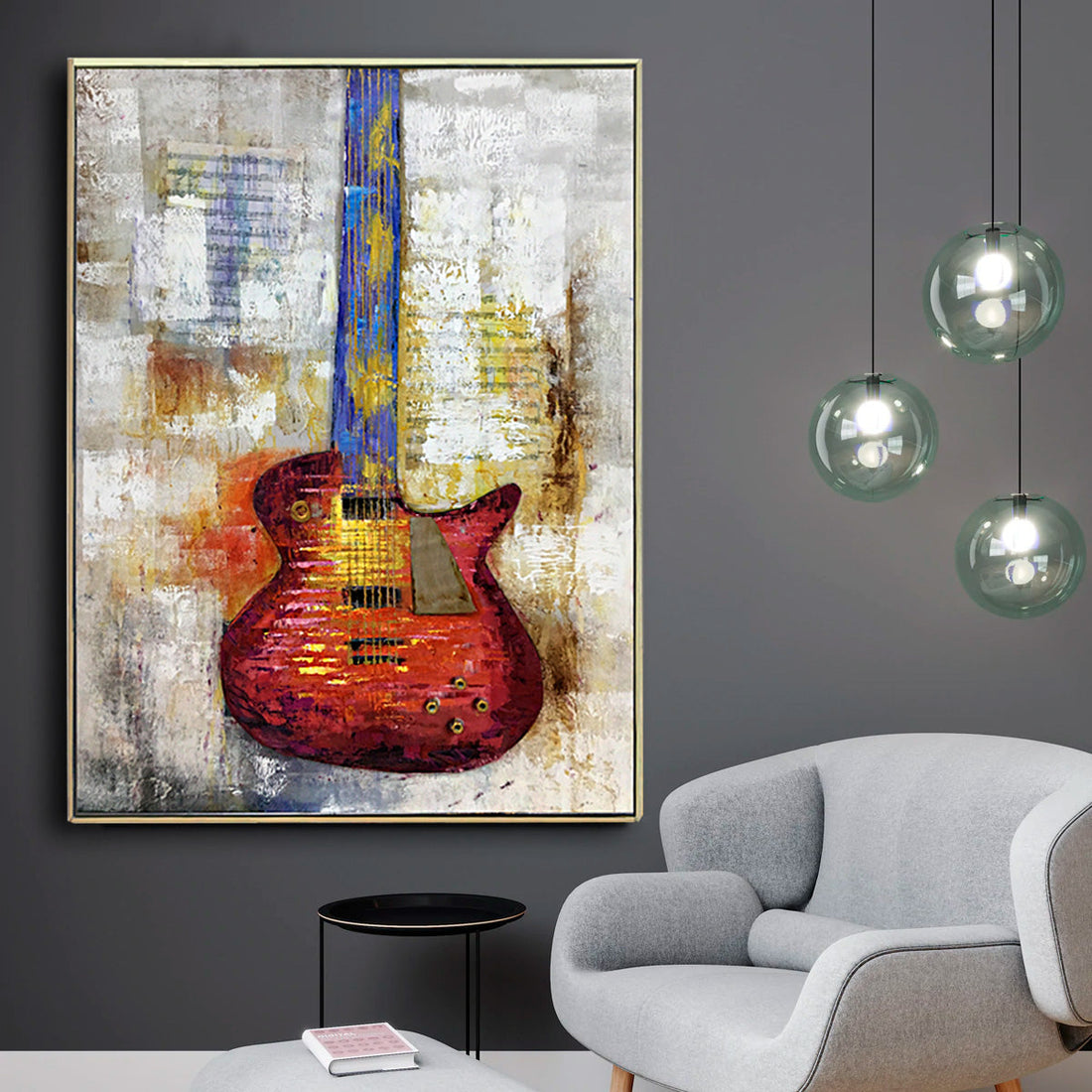Rockstar 100% Hand Painted Decorative Wall Painting Bedroom & Wall Decoration Items (Outer Floater Frame) (48 x 36 Inches)