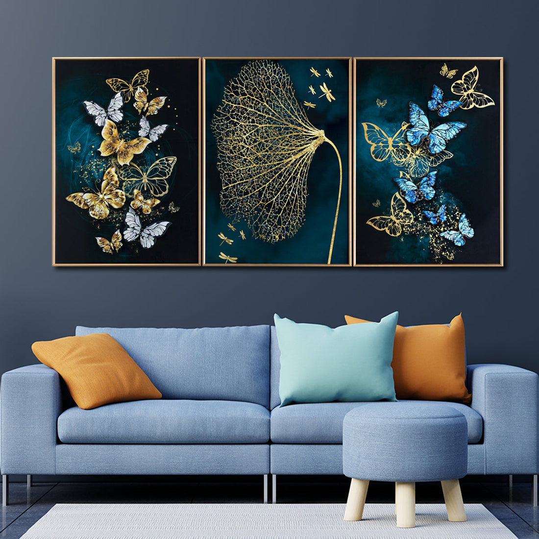 The Butterfly Habitat Framed Crystal Glass Decorative Wall Painting for Home Decor
