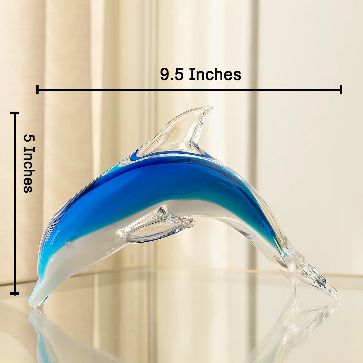 Ocean Leap Glass Dolphin Handblown Glass Showpiece & Items for Room Decoration - Blue