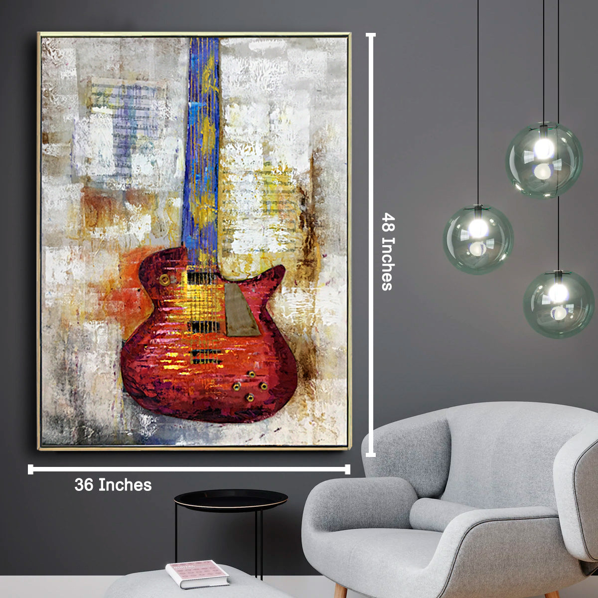 Rockstar 100% Hand Painted Decorative Wall Painting Bedroom & Wall Decoration Items (Outer Floater Frame) (48 x 36 Inches)