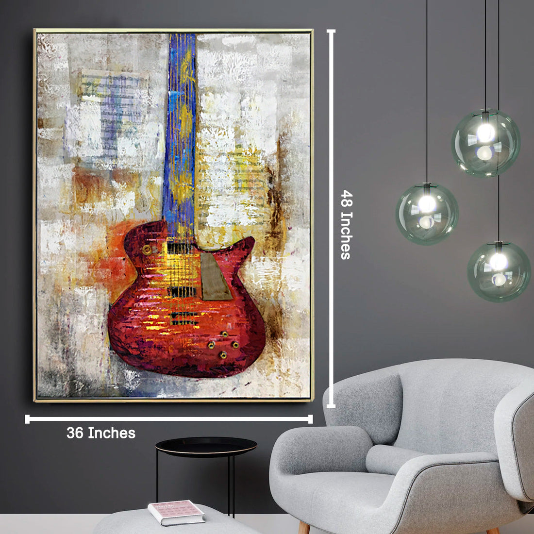 Rockstar 100% Hand Painted Decorative Wall Painting Bedroom & Wall Decoration Items (Outer Floater Frame) (48 x 36 Inches)