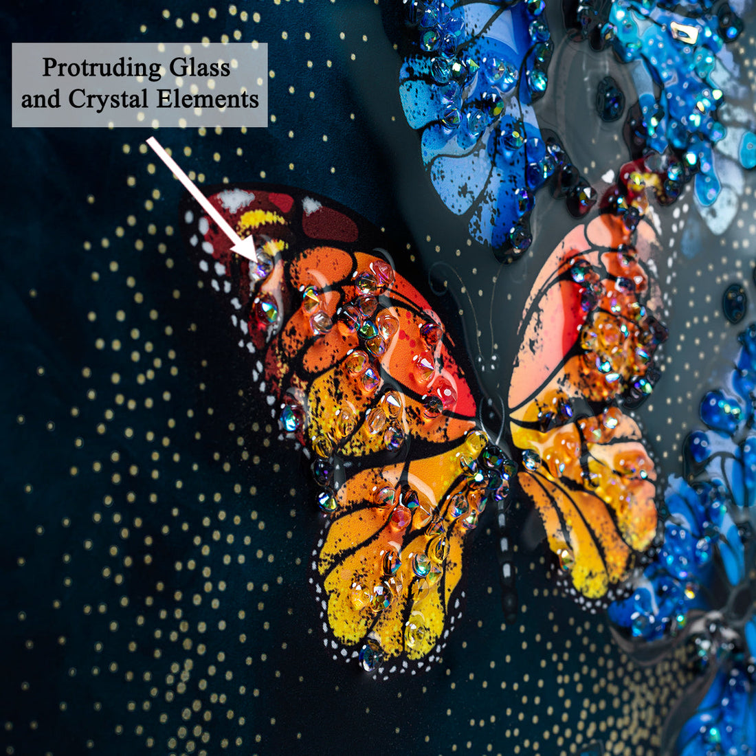 Beauteous Butterflies Framed Crystal Glass Decorative Colorful Wall Painting for Home Wall - Set of 3