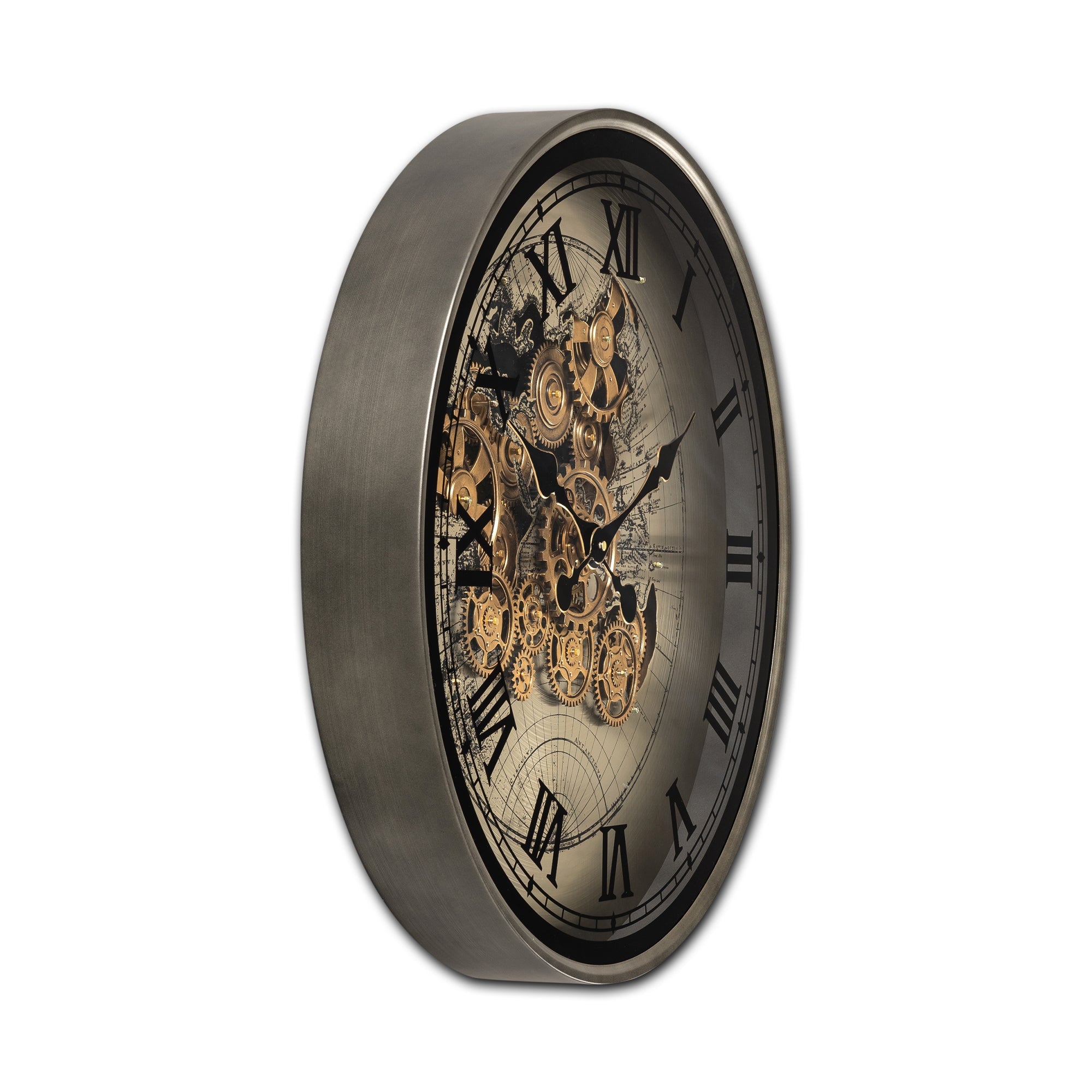 Phantom Dial Luxury Designer Wall Clock For Living Room With Moving Gear Mechanism Buy Wall Clock Online - Big (Black) (Steel Body)