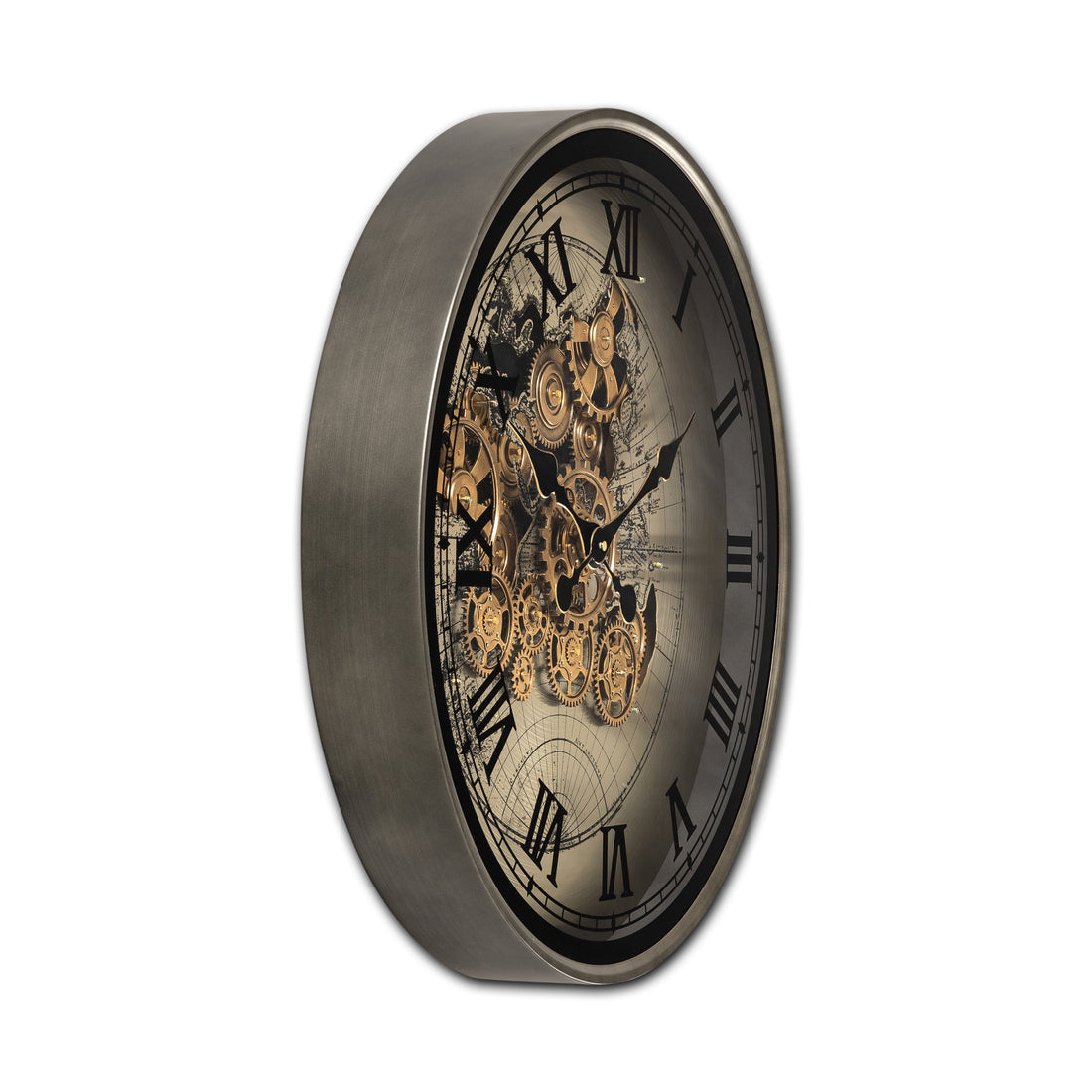 Phantom Dial Luxury Designer Wall Clock For Living Room With Moving Gear Mechanism Buy Wall Clock Online - Big (Black) (Steel Body)