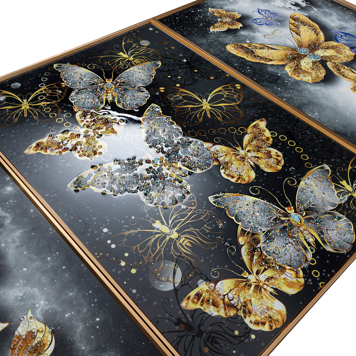 Wings of Euphoria Crystal Glass Decorative Wall Paintings For Wall Decoration at Home - Set of 3