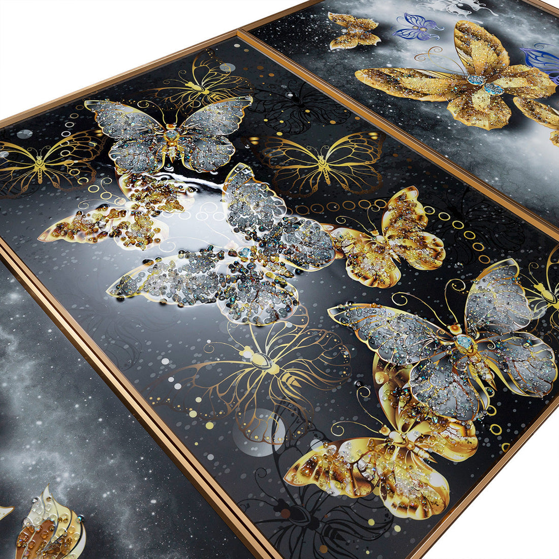 Wings of Euphoria Crystal Glass Decorative Wall Paintings For Wall Decoration at Home - Set of 3