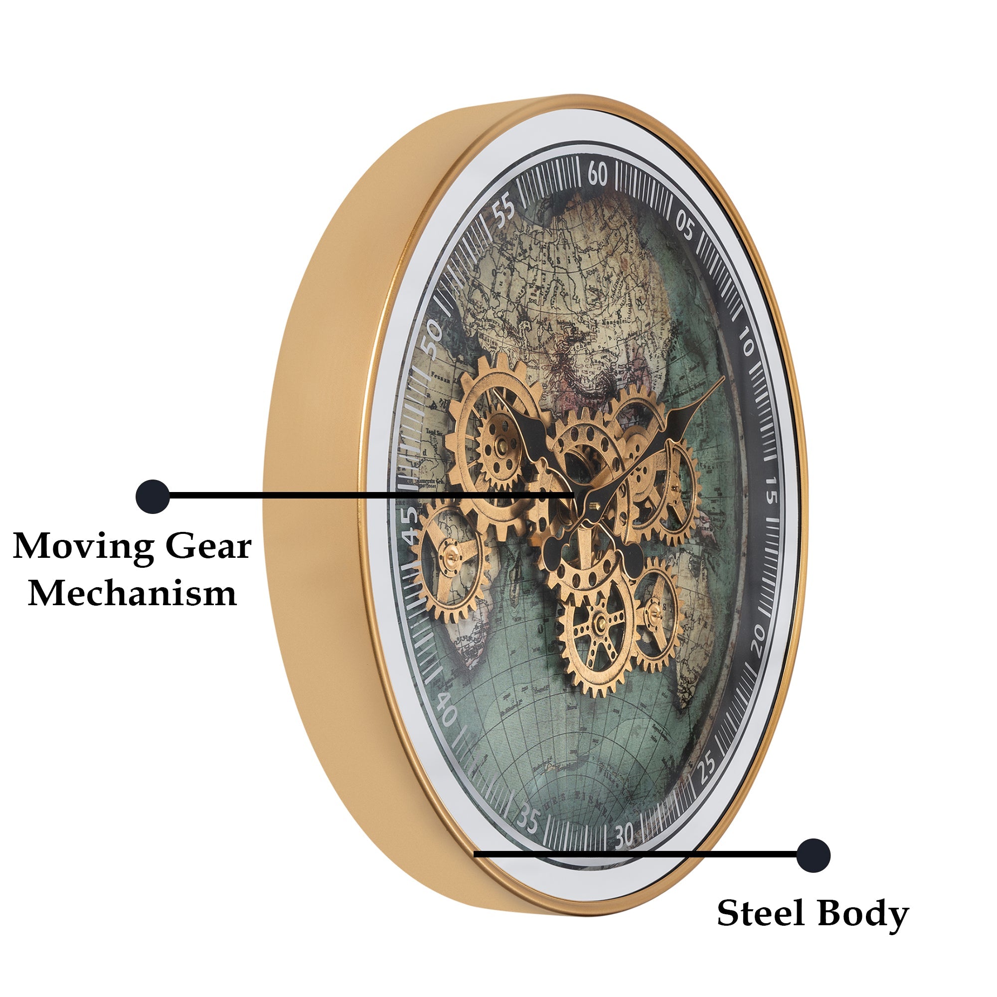 Timeless World Luxury Designer Wall Clock For Living Room With Moving Gear Mechanism Buy Wall Clock Online - BIG (Steel Body)