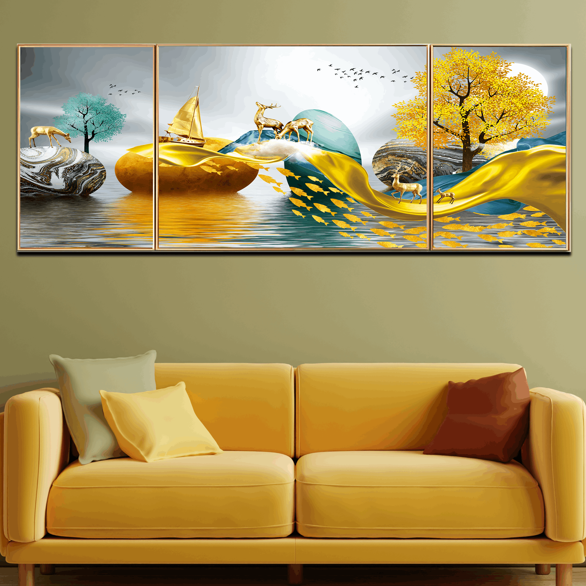 Deer and Woodland Charm Canvas Wall painting Bedroom