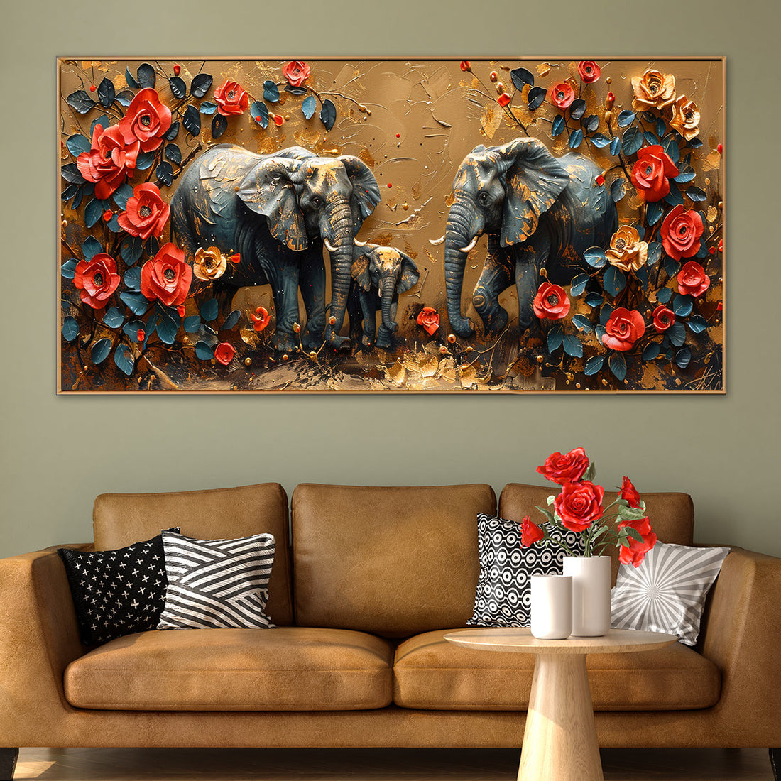 Elephant Garden Canvas Wall Art
