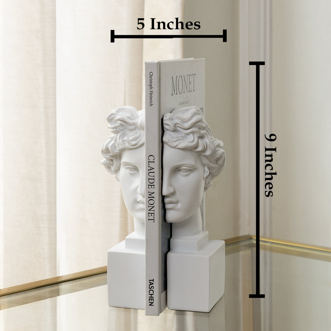 Modern Apollo  Bookend For Books - Pair (White)