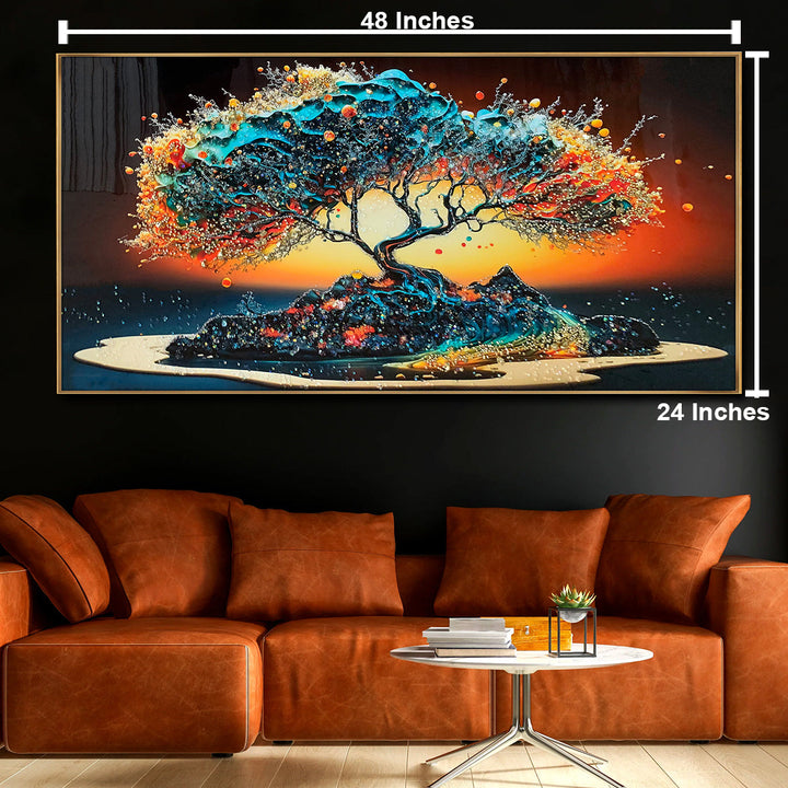 Radiant Red Wood Crystal Glass Painting