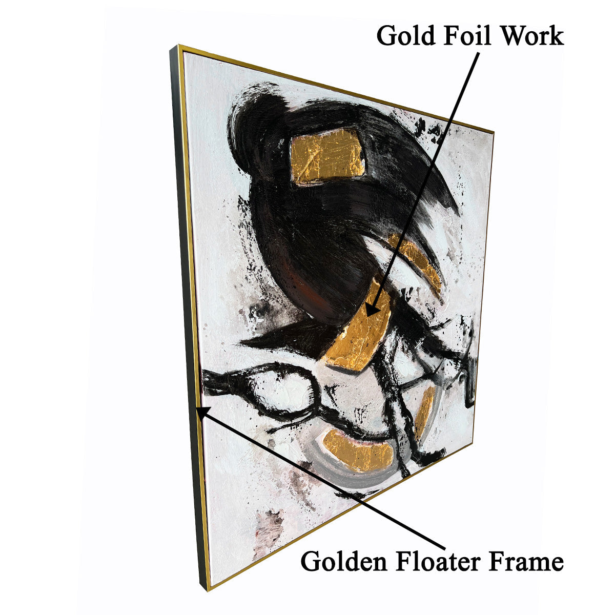 Golden Abstract Modern 100% Hand Painted Decorative Wall Painting Art (40 x 40 Inches)