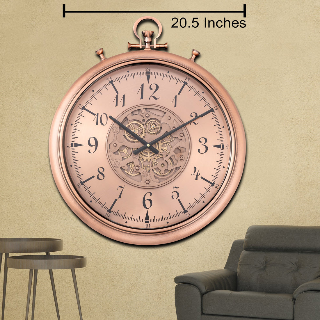 Chrono Mist Luxury Antique Wall clocks for the Home With Moving Gear Mechanism Buy Wall Clock Online (Steel Body)