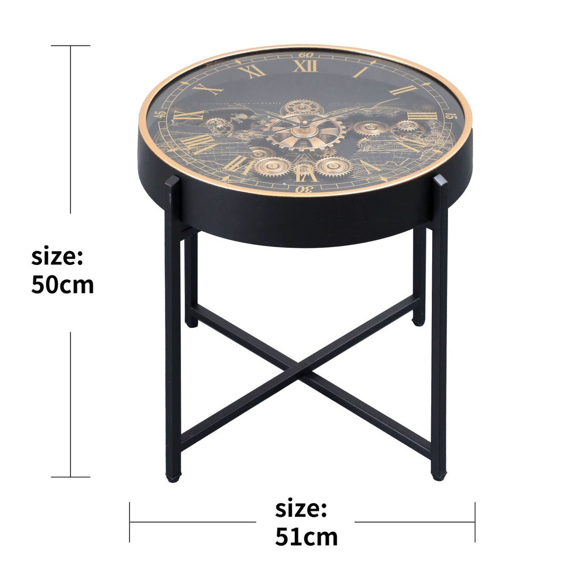 Dial Craft Luxe Tea Table Clock With Moving Gear Mechanism (Steel Body)