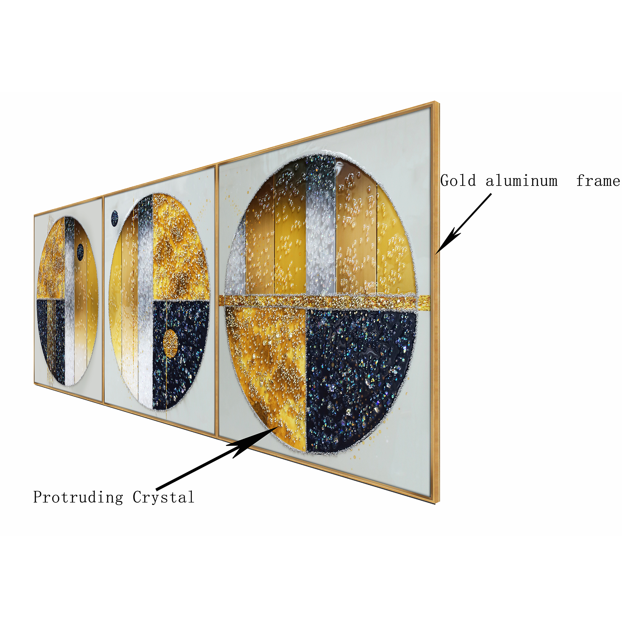 Infinite Radiance Crystal Glass Decorative Wall Paintings online - Set Of 3
