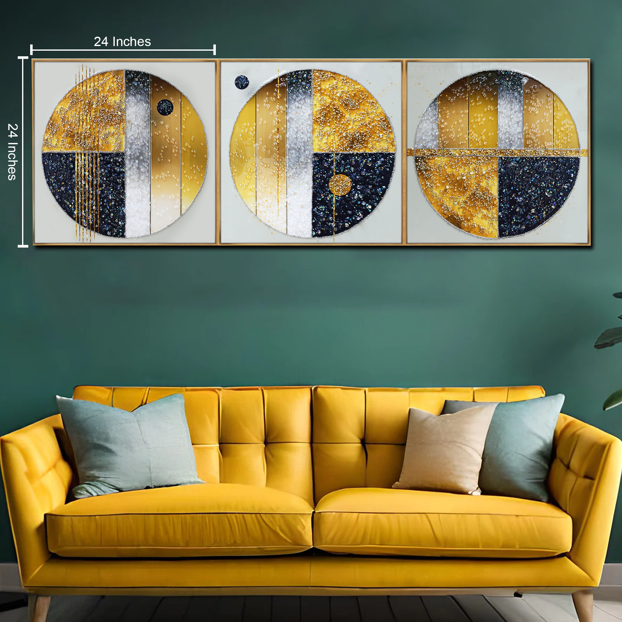 Infinite Radiance Crystal Glass Decorative Wall Paintings online - Set Of 3