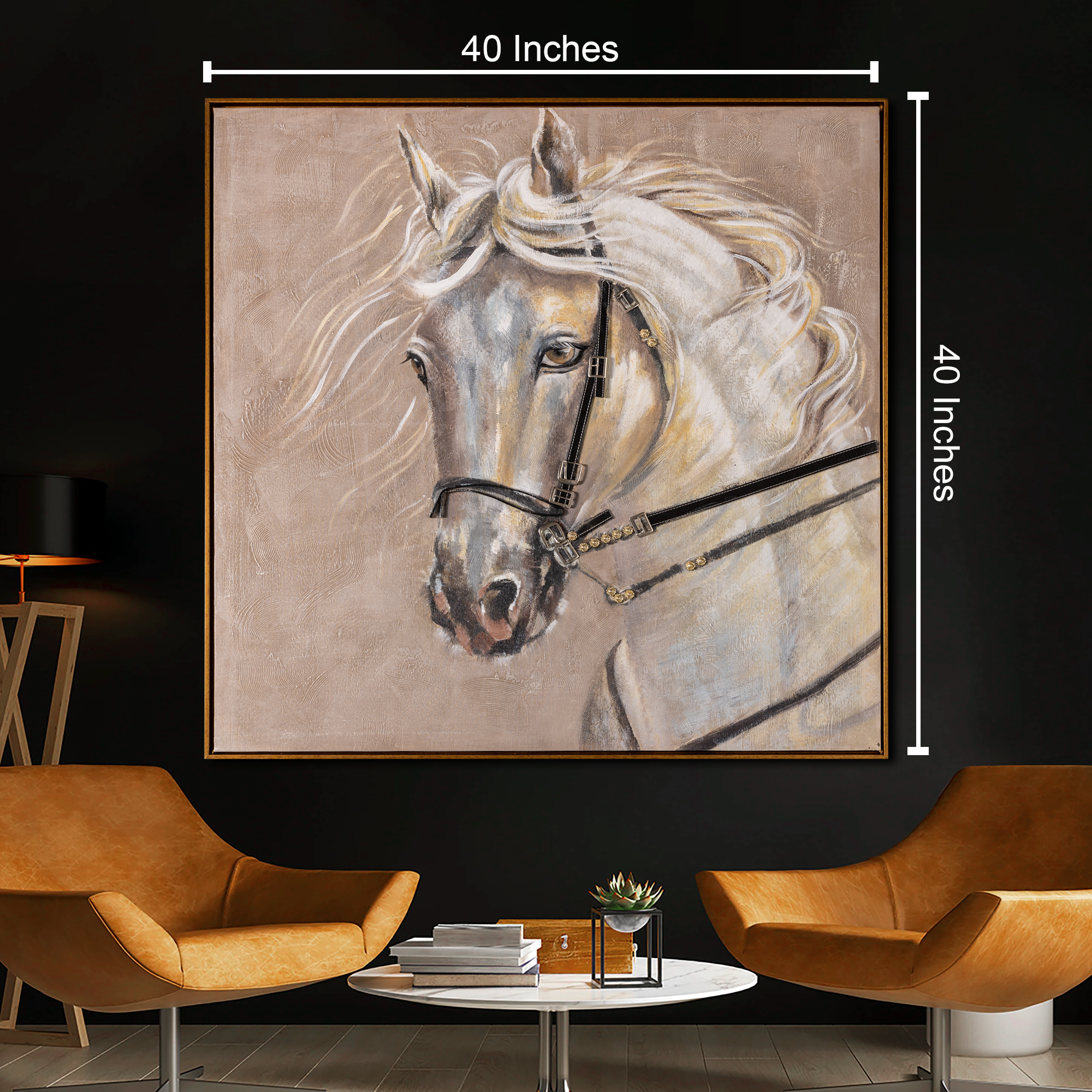 White Horse Majesty 100% Hand Painted Wall Painting for Home & Wall Decor Online Paintings