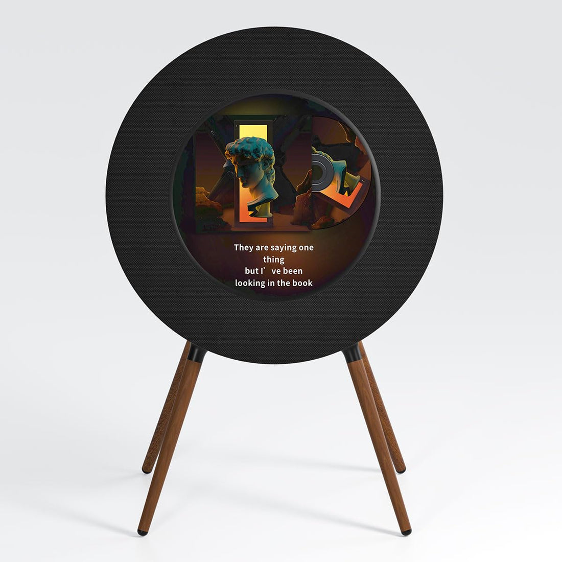 Record R1 Vinyl-Style Bluetooth Speaker, 2.1 Stereo Hi-Fi, Album Art Animation with Dynamic Mood Lyrics, Wi-Fi & Bluetooth, Home Audio & Décor