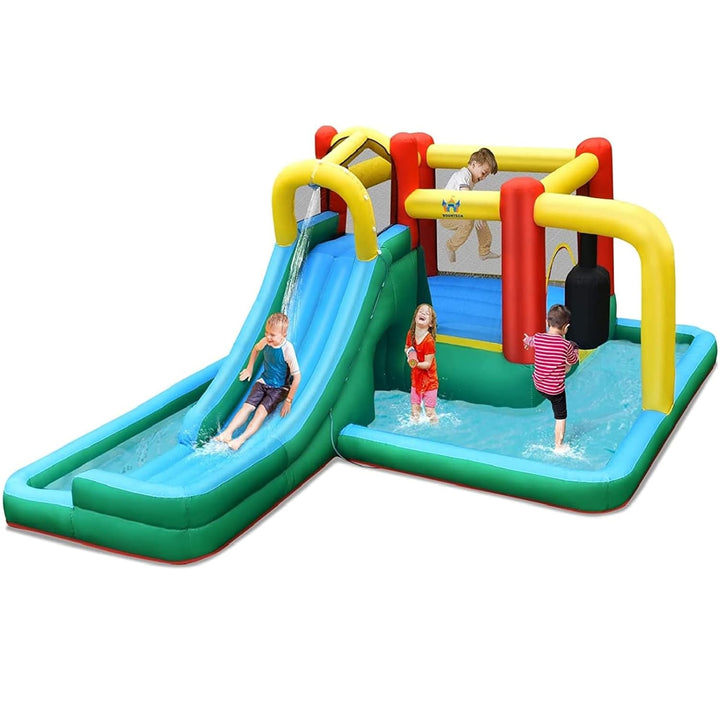 Inflatable Water Slide, 6-in-1 Water Park Bounce House for Kids Outdoor Fun Wet Dry with Splash Pool, Blow up Water Slides Inflatables for Kids and Adults Backyard Gifts Presents