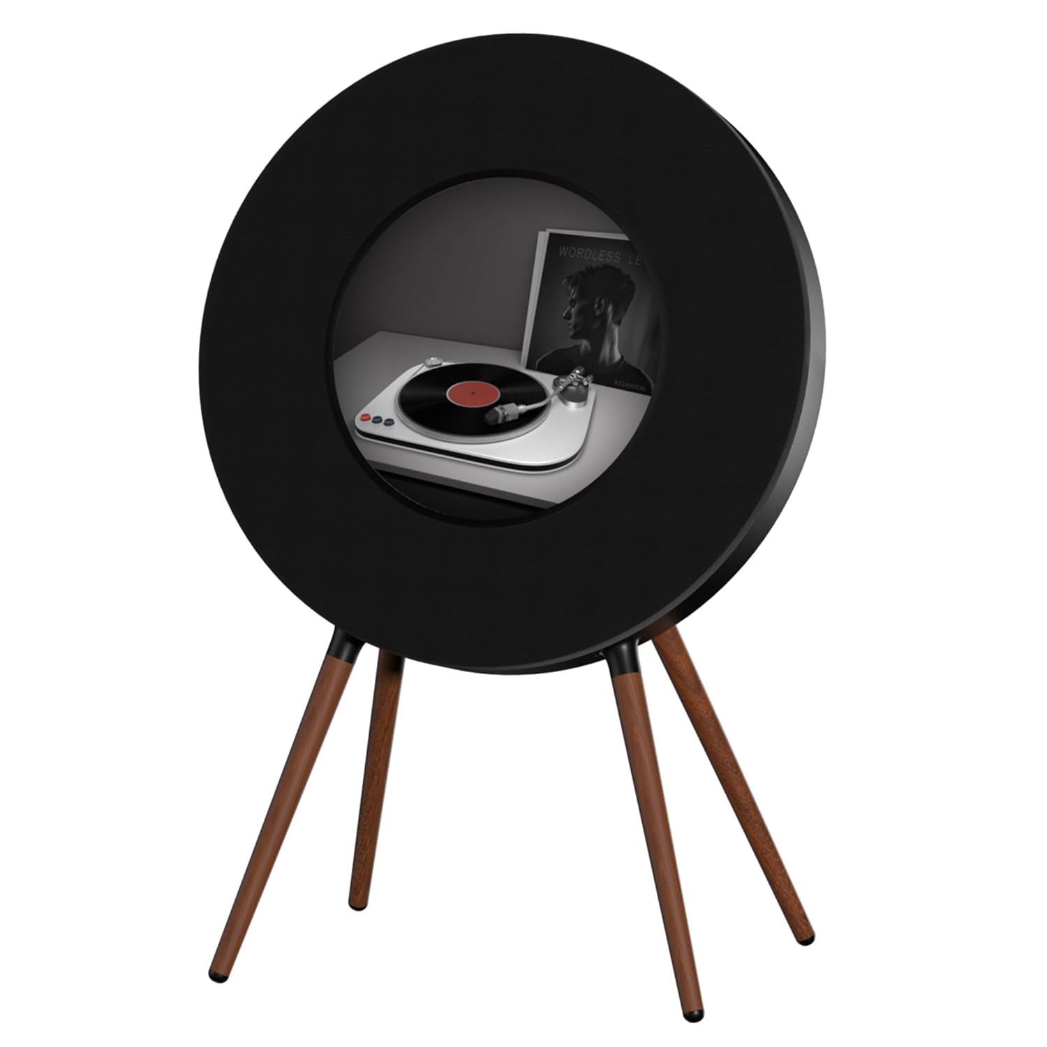 Record R1 Vinyl-Style Bluetooth Speaker, 2.1 Stereo Hi-Fi, Album Art Animation with Dynamic Mood Lyrics, Wi-Fi & Bluetooth, Home Audio & Décor