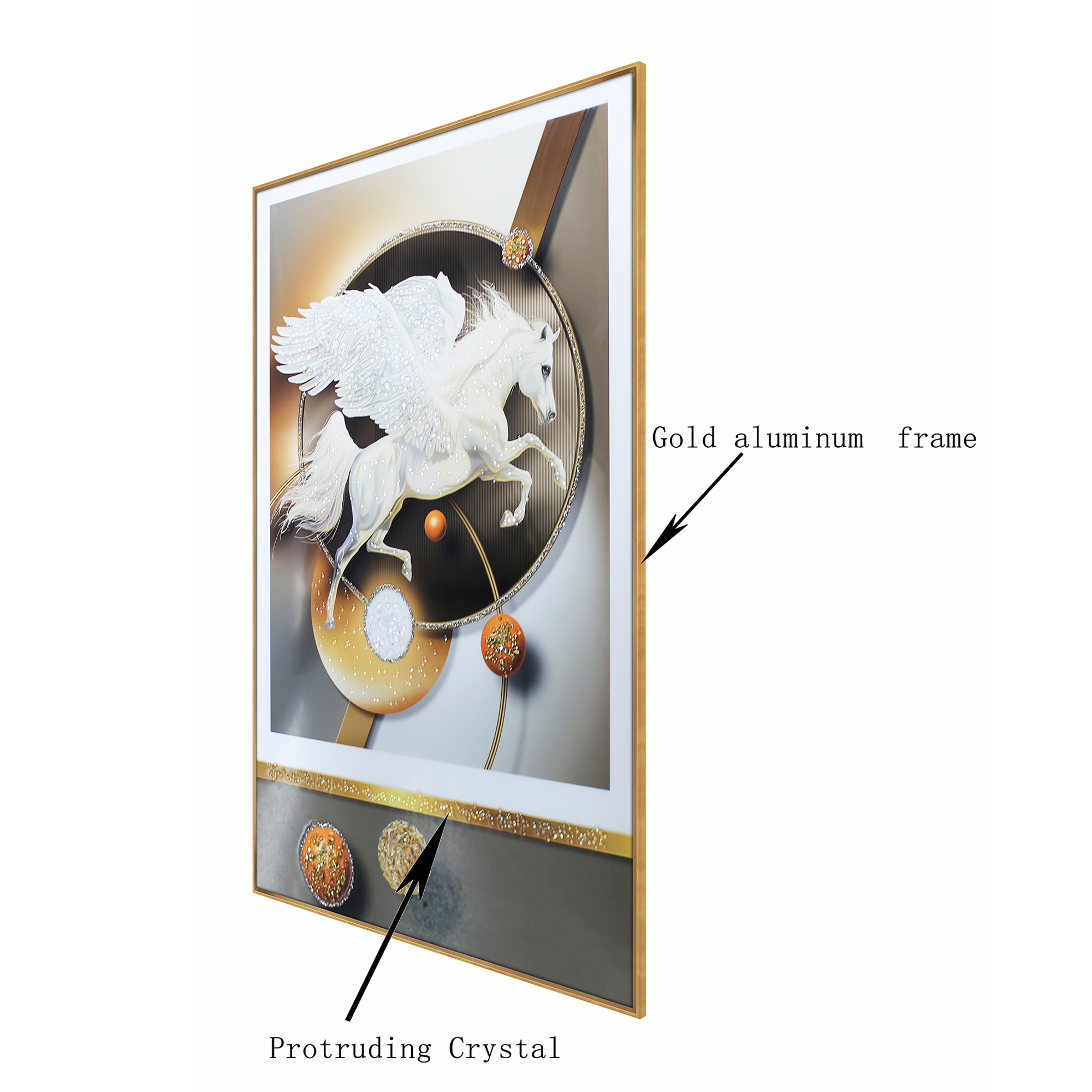Starry Stallion Crystal Glass Decorative Wall Paintings for Living Room
