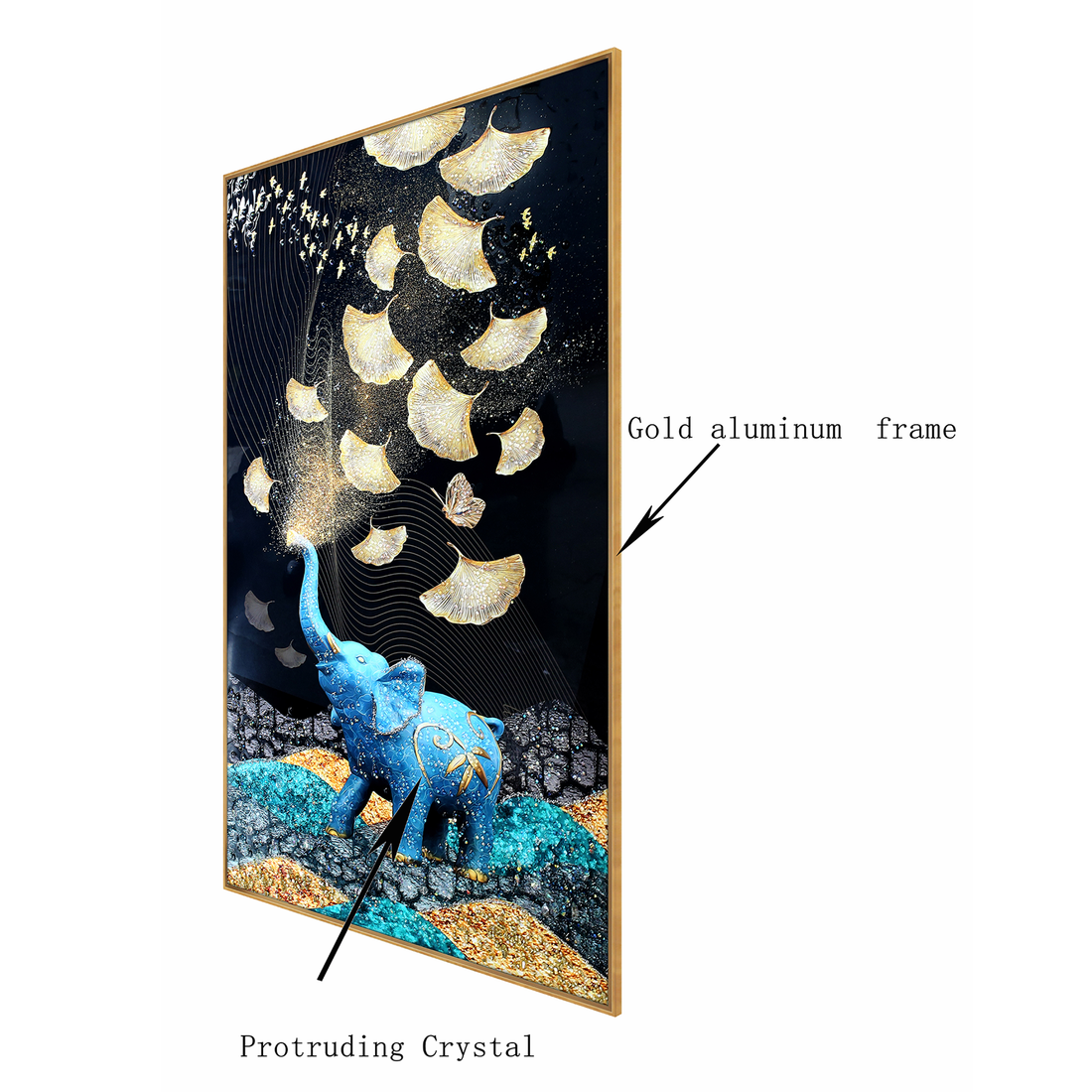 Enchanted Elephant Dreams Crystal Glass Decorative Colorful Wall Painting for Home Wall