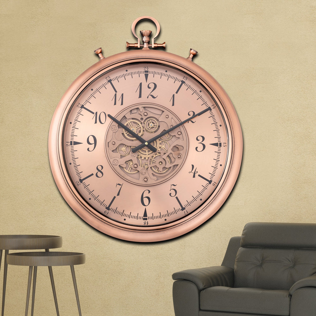Chrono Mist Luxury Antique Wall clocks for the Home With Moving Gear Mechanism Buy Wall Clock Online (Steel Body)