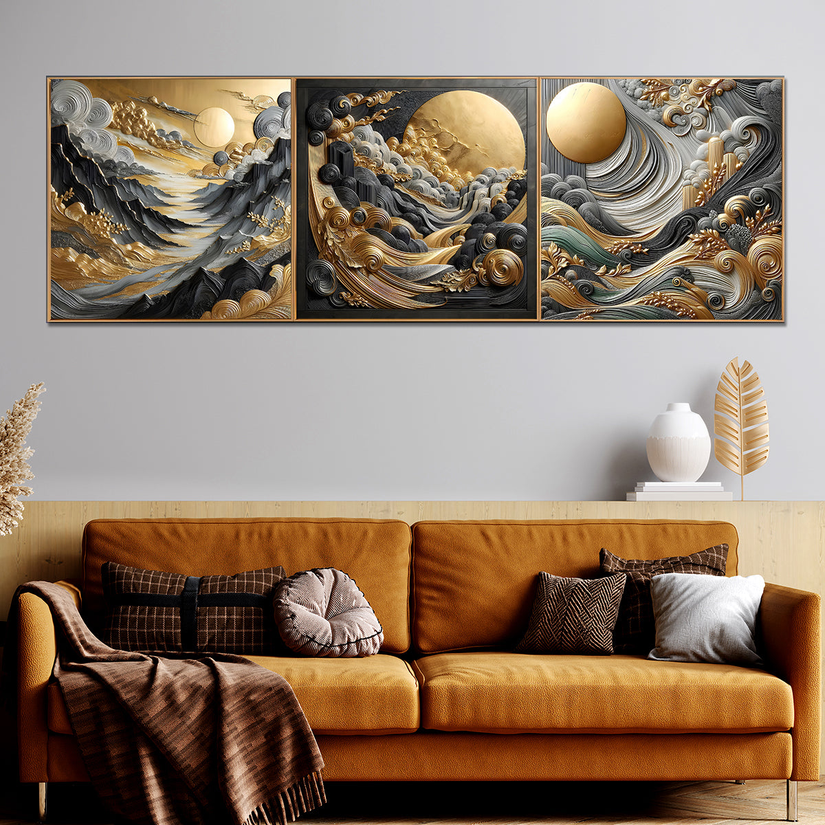 Lunar Tides Canvas paintings - Set Of 3