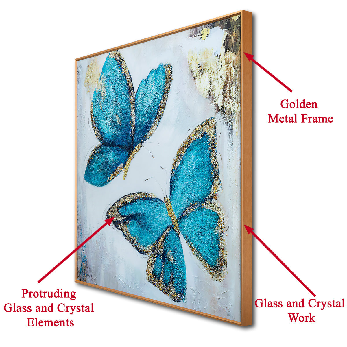 The Butterfly Habitat Framed Crystal Glass Decorative Colorful Wall Painting for Home Wall
