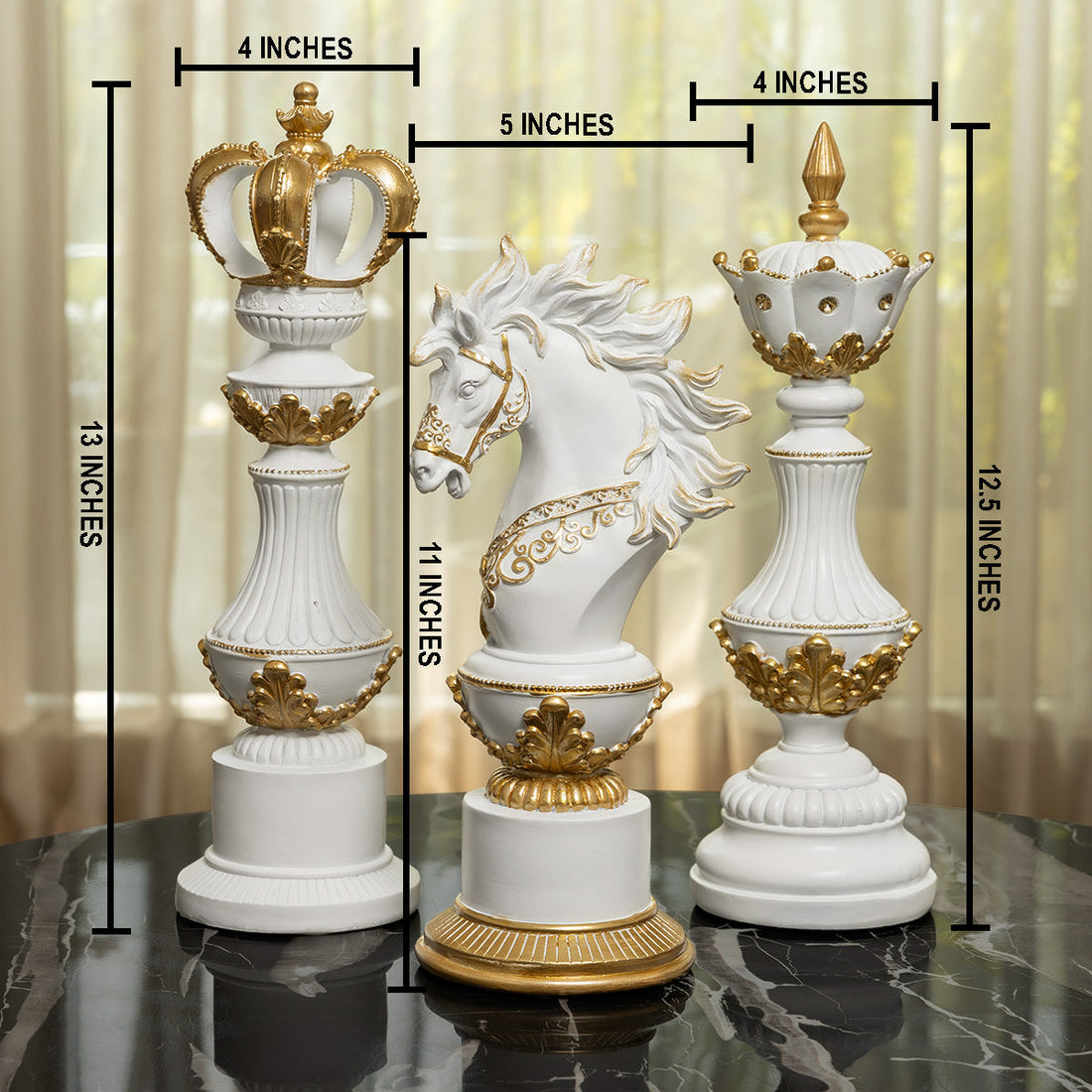 Royal Checkmate Charm Table Decorative Showpiece for Home - White