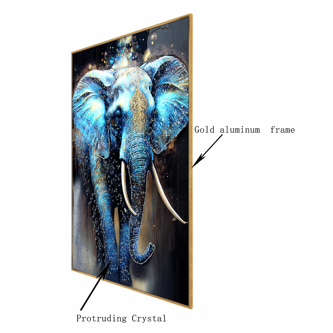 Elephantine Elegance Crystal Glass Wall Paintings For Home