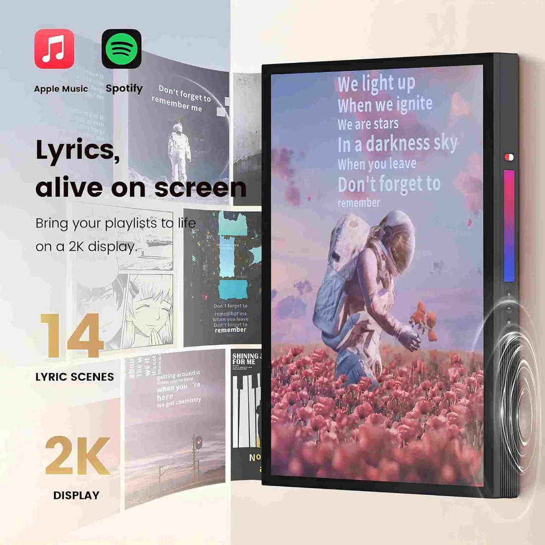 Gallery T2 30" 2K Digital Picture Frame with 2.1 Hi-Fi Bluetooth Speaker, Paper-Like Anti‑Glare Display & Dynamic Lyrics