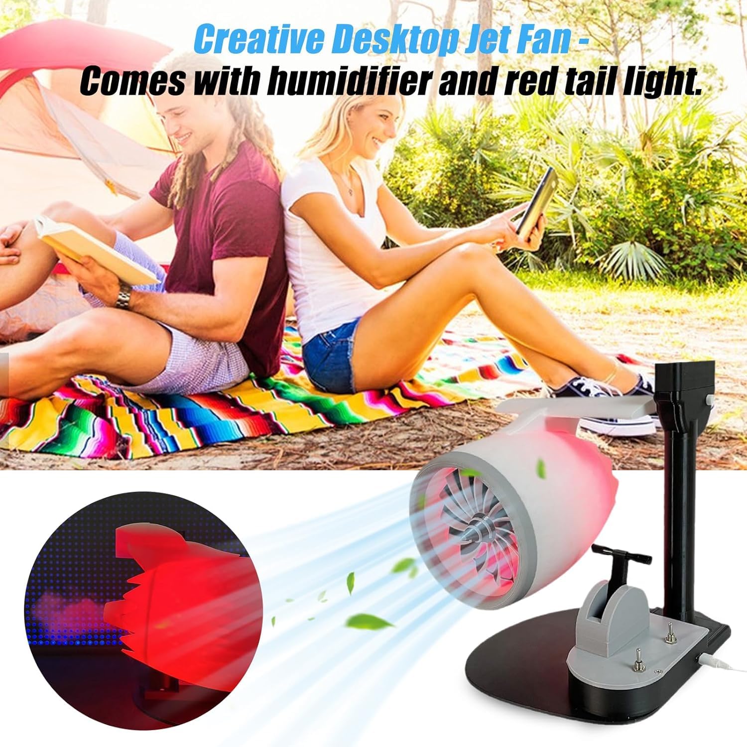 Jet Engine Fan Turbofan Desktop Decoration - Adjustable Speed Turbo Jet Fan with Humidifying Spray