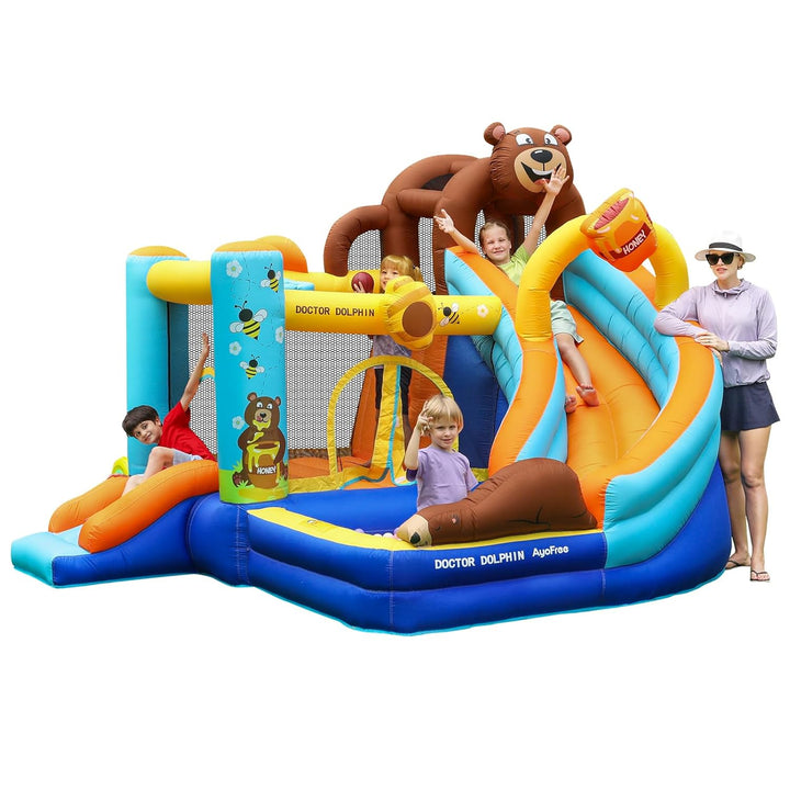 Inflatable Bounce House for Kids Fun, Double Slide Jumping Inflatable Bouncer