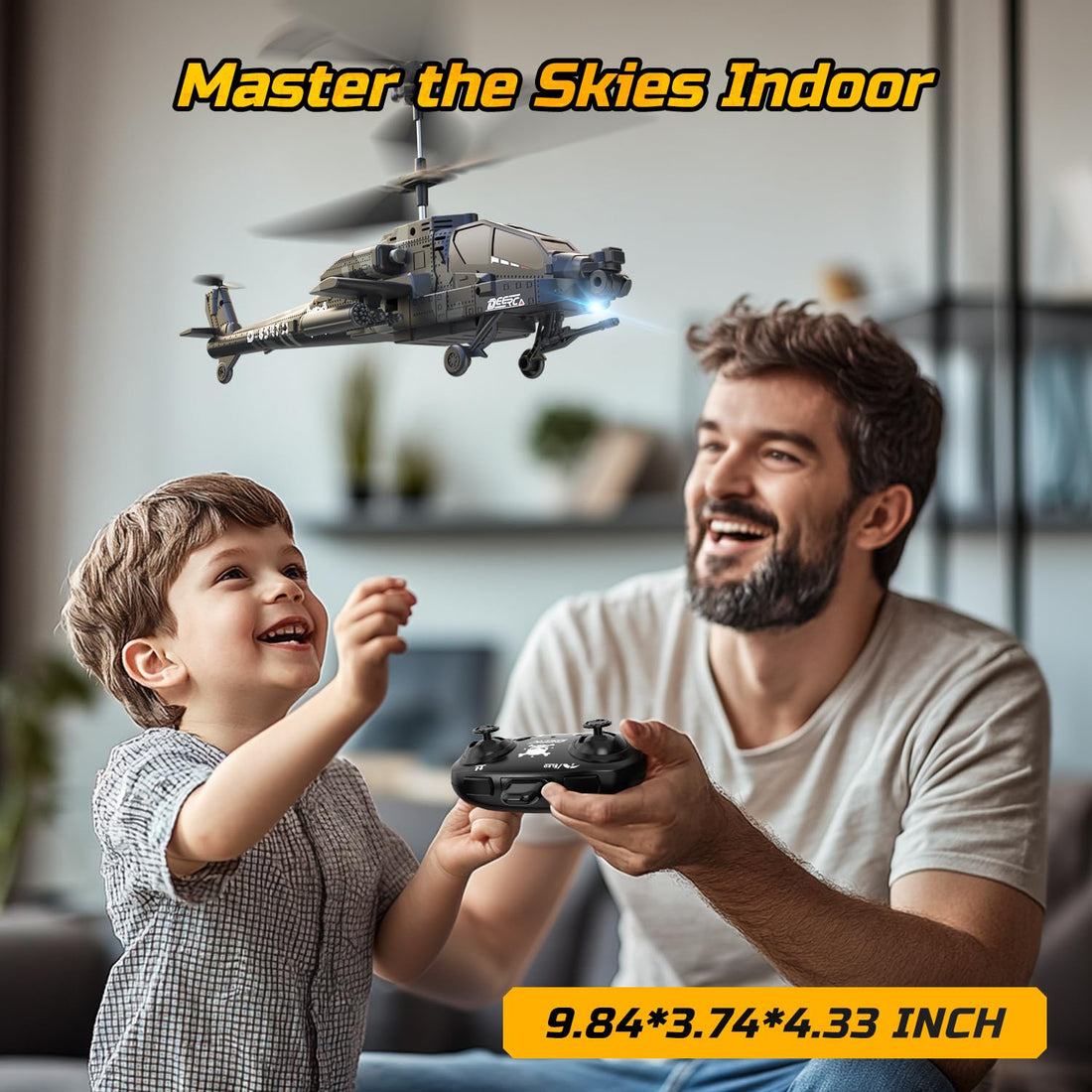 DEERC RC Helicopter, RC Plane for Kids and Adults, 2.4GHz Remote Control Helicopter, 30 Mins Flight Time, LED Lights & Altitude Hold, 2 Batteries, Kids Toy for Ages 8-12, Black