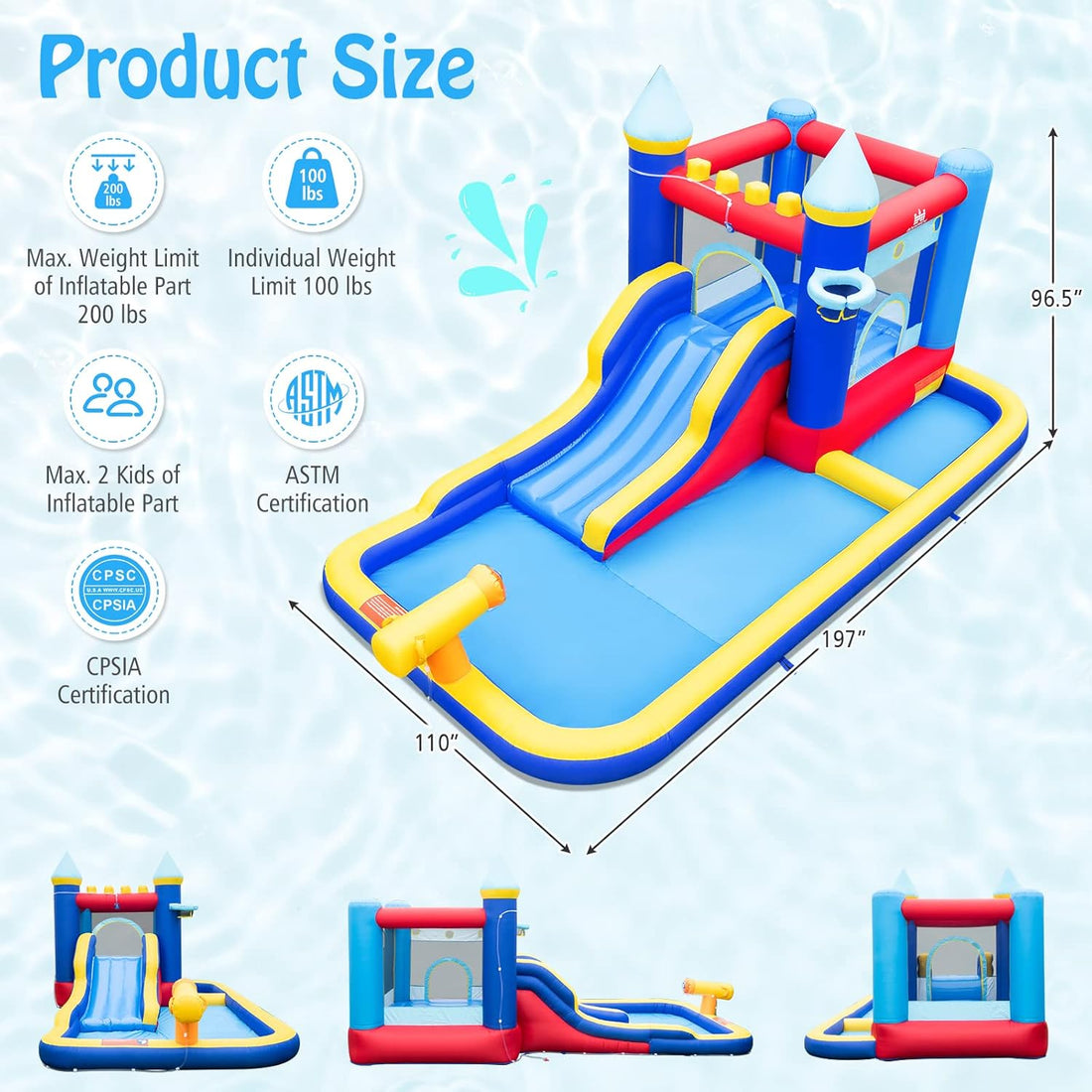 nflatable Water Slide, Giant Water Bounce House & Water Park for Kids Backyard